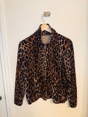 Leopard Print Zip-Front Jacket - Brown & Black